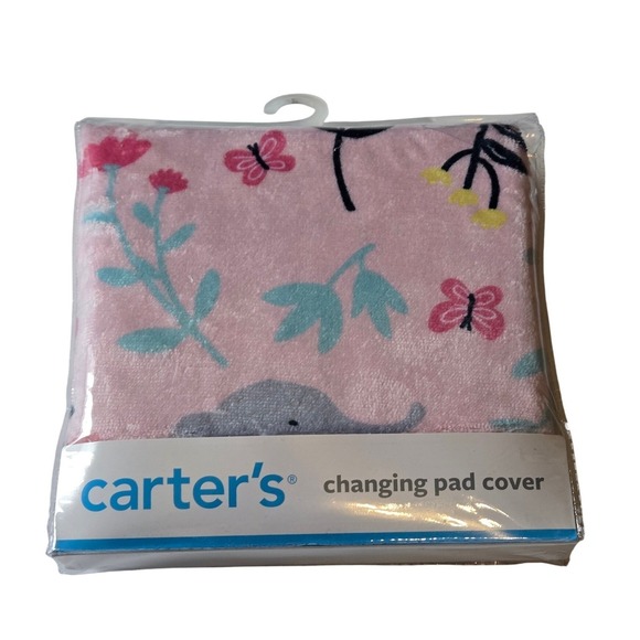 Carter's Other - Carter's Elephant Print Changing Pad Cover Pink Floral Baby Nursery 16x32 NIP